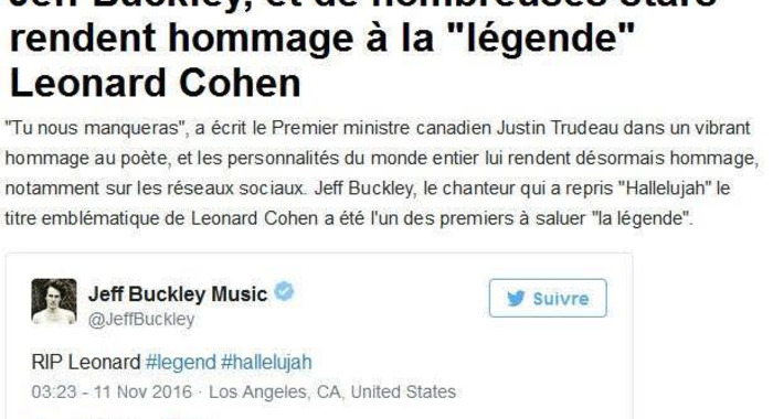 Hommage de Jeff Buckley à Leonard Cohen : le stagiaire en charge des bandeaux i-Télé bosse visiblement maintenant au Huffington Post